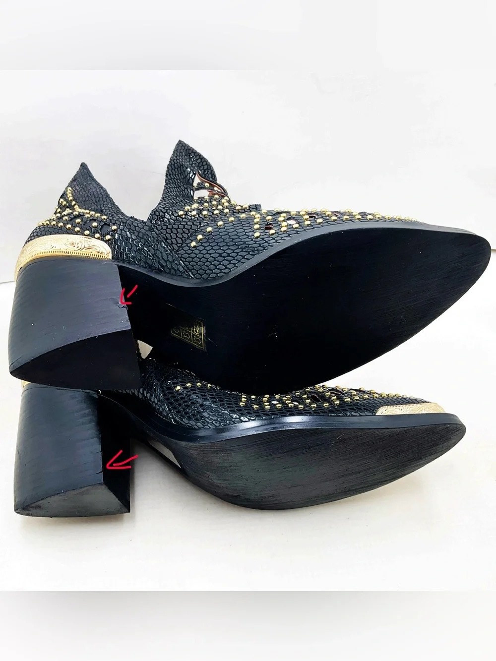 🆕{Jeffrey Campbell}Maceo Gold Studded Cutout Western Ankle Boots